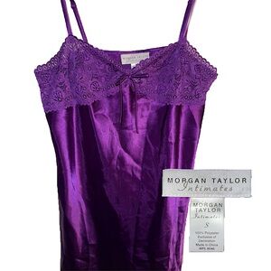 vintage purple satin lace slip dress small
